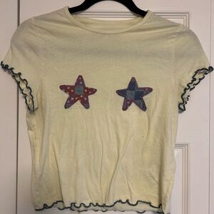 Urban Outfitters Pale Yellow Star Appliqué Crop Top